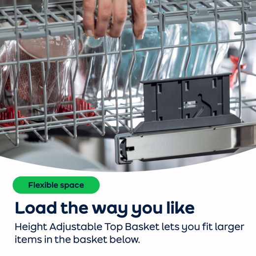 Hisense Slimline Dishwasher - Stainless Steel - AO Annotation - Height adjustable top basket